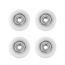 uxcell 4Pcs Ball Bearing Guide 3x15x4mm Double Shielded Nylon Roller Bearings, Flat Pulley Wheel for Furniture, Hardware Accessories, White