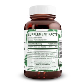 Natural Nutra Chelated Iron Supplement for Men & Women, Nails Health, Promotes Optimal Absorption, Helps Enhance Iron Level, Maintain Body Fulid, Help to Improves Hair Growth, Skin Health, 180 Tablets