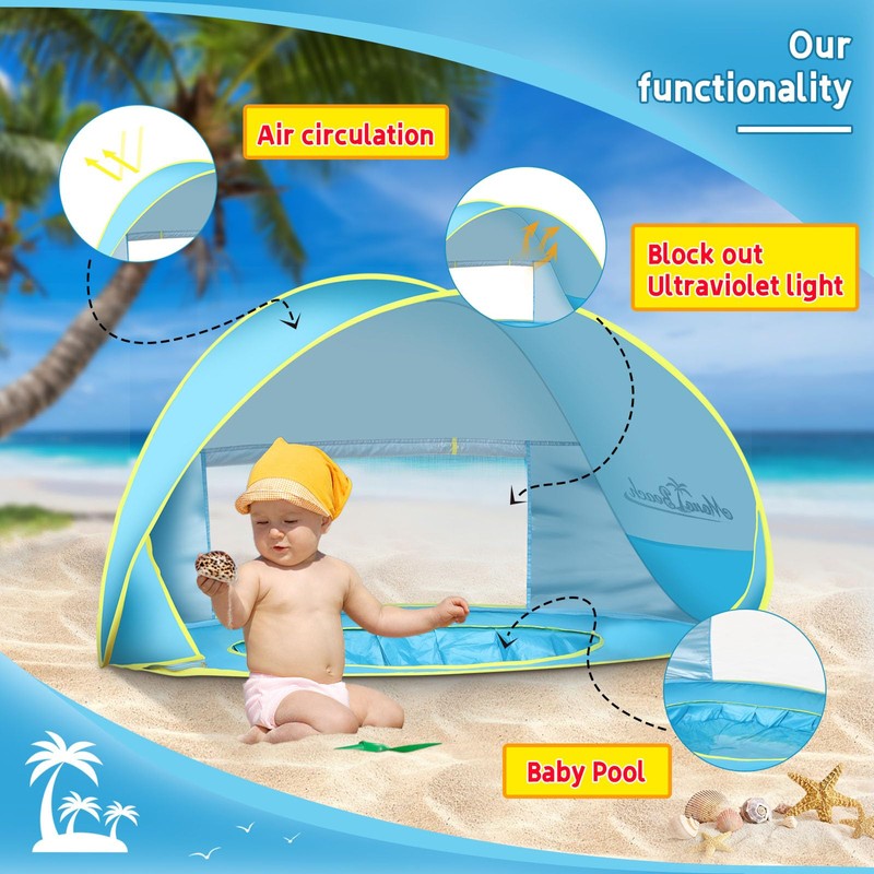 Monobeach Baby Beach Tent with Sun Hat Pop Up Portable
