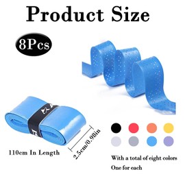 8 Pcs Badminton Racket Grip, Tennis Racket Grip Tape Badminton Racket Grip Tape, Breathable Perforated Grips, Replacement Grip Tape Squash Grips for Tennis Racket,Badminton (8 clolors, 2.5 x 110cm)
