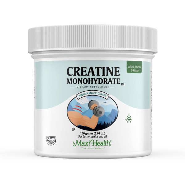 Maxi-Health Monohydrate Creatine For Muscle Mass With L-Taurine And Ribose Powder - Nutrition Supplement For Pre And Post Workout