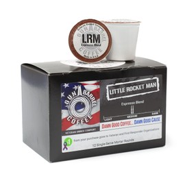 Gun Barrel Coffee Espresso Pods - Little Rocket Man - Smooth Delicious Gourmet Quality K-Cups - Veteran-Owned American Coffee Roasters (12 Pack for 1.0 and 2.0 Brewers)