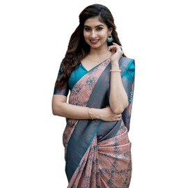 KNETLI Art Silk Saree for Women's With Blouse Piece
