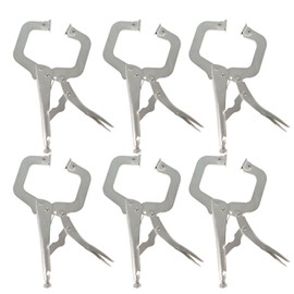 findmall 6Pcs 11 Inch Locking C Clamps with Swivel Pads Heavy Duty C-Type Locking Plier Table and Tool Vise Grip for Shop Home Farm and Automotive DIY Woodworking Welding Cabinetry Pocket Hole Joinery