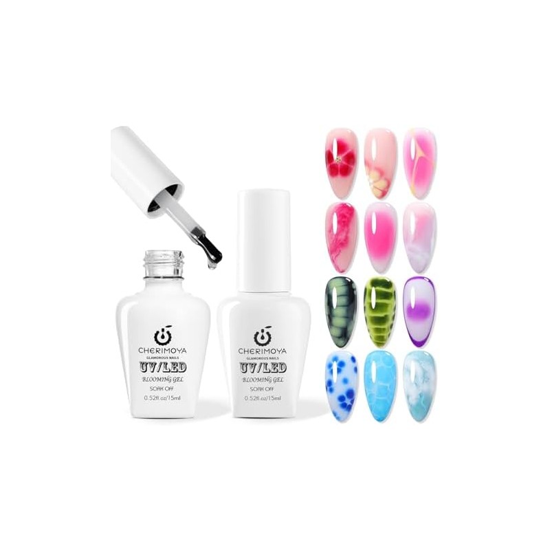 CHERIMOYA Nail Blooming Gel,2 Pzs 15ml Clear UV LED
