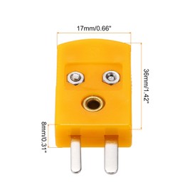 sourcing map K Type Thermocouple Wire Connectors Male Plug Adapter High Temperature 120°C(248°F) for Thermocouple Sensor Probe Dark Yellow 10pcs