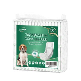 IMMCUTE Dog Diapers Male Small 50 Ct, Male Dog Diapers Disposable with Wetness Indicator, Adjustable Puppy Diapers Male, Flashdry Gel Technology, Male Dog Wraps for Incontinence, Male Marking