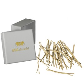 HAARallerliebst® Premium Bobby Pins More Grip Hair Clips – Pack of 24 Beige 5 cm Hair Pins, Metal Hair Pin, Hair Clip Hair Pin Set for Women Girls Bobby Pins with Hair Accessories Box