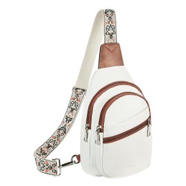 Telena Sling Bag for Women Crossbody Bags Purse for Women Vegan Leather Fanny Pack with Adjustable Strap Beige Brown