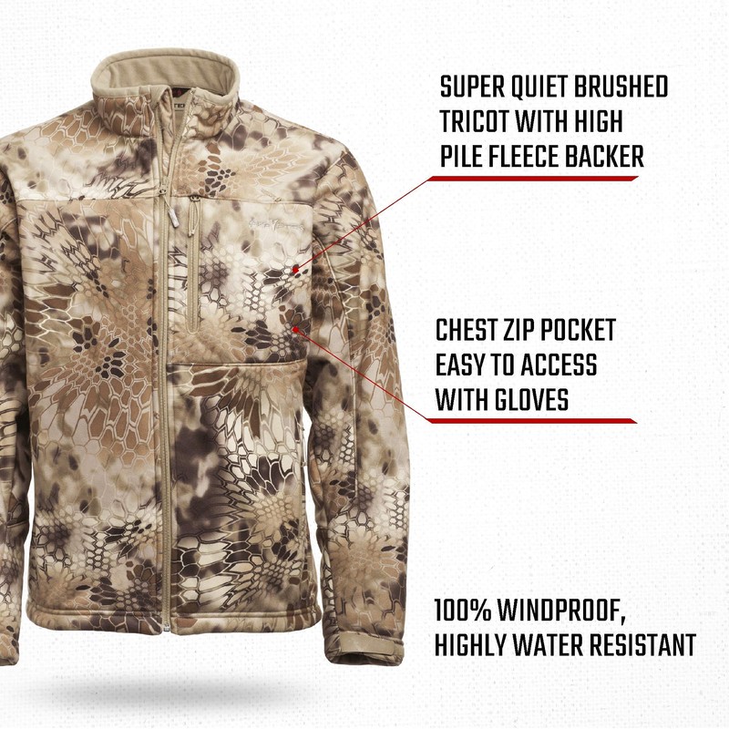 Kryptek Men's Standard Njord Hunting, Windproof camo Soft Shell Jacket,