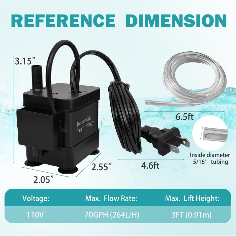 Roamoris Small Pump With Level Sensor 110V Automatic Submersible Water