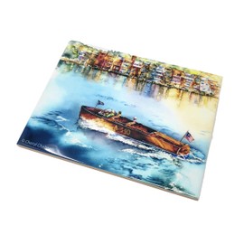 Decorative Tile of Classic Wooden Boat - Skaneateles Lake 6"x8" Ceramic Trivet Wall Art