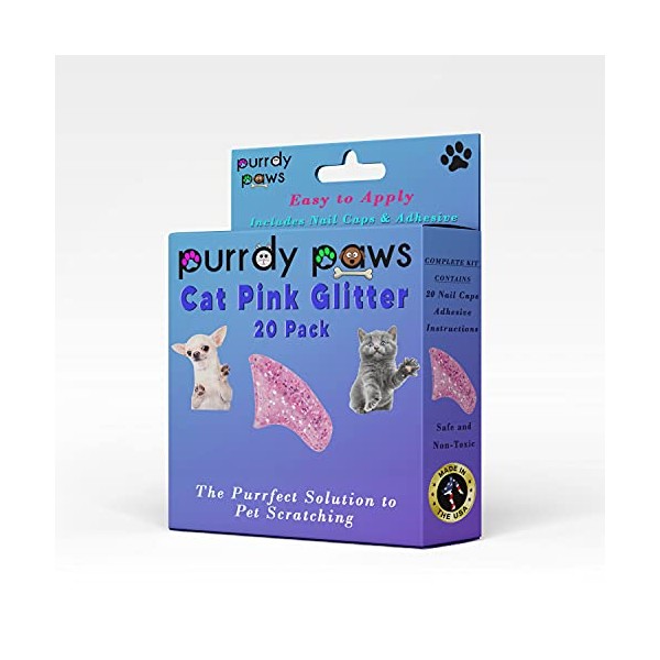 Purrdy Paws Soft Nail Caps for Cat Claws Pink Glitter