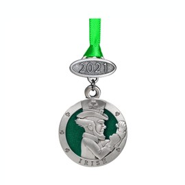 Heritage Pewter Irish Fighter 2025 Ornament | Graduation Gift | Hand-Sculpted Christmas Tree Ornament | Intricately Crafted Metal Pewter Alma Mater Inlay