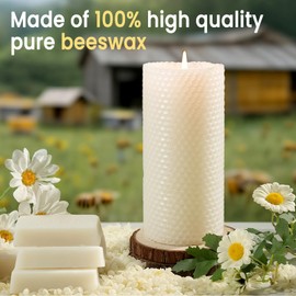 8 Packs Beeswax Pillar Candles - 360 Hours Long Burning, Handmade Beeswax Candles Handcrafted Honeycomb Bees Wax Candle for Home, Prayer, Unscented Pillar Candle (2.8x6 in)