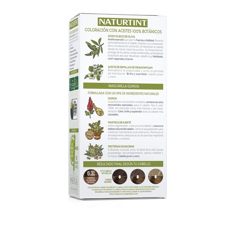 NATURTINT Biobased, ammonia-free colouration, 6.31 intense almond brown, 100% grey