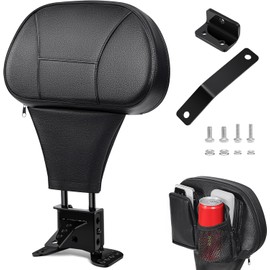 Benlari Driver Rider Backrest, Adjustable Detachable Plug-in Rider Back Rest Pad Fit for Harley Davidson Touring Street Glide Electra Glide Road Glide Road King CVO 1997-2024, Black (Black)