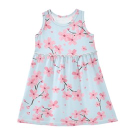 Vozoza Cherry Blossoms Summer Girl Dresses Cotton Dress Sleeveless Toddler Outfits Clothess Size 6