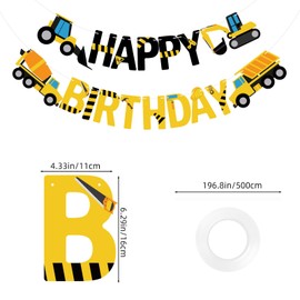 Happy Birthday Banner Construction Party Decorations Construction Birthday Party Supplies for Boys 1st 2nd 3rd Construction Birthday Banner Sign Excavator Dump Truck Tractor Bunting Banner Garland