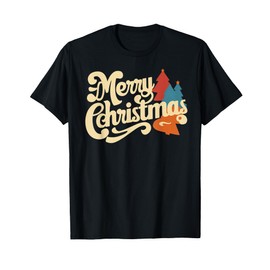 Retro Christmas Tee for Men Women T-Shirt, black