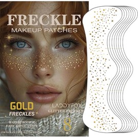 8 Pcs Gold Face Glitter Freckles, Face Tattoo, Sparkle Makeup Patches, Waterproof Patches for Women
