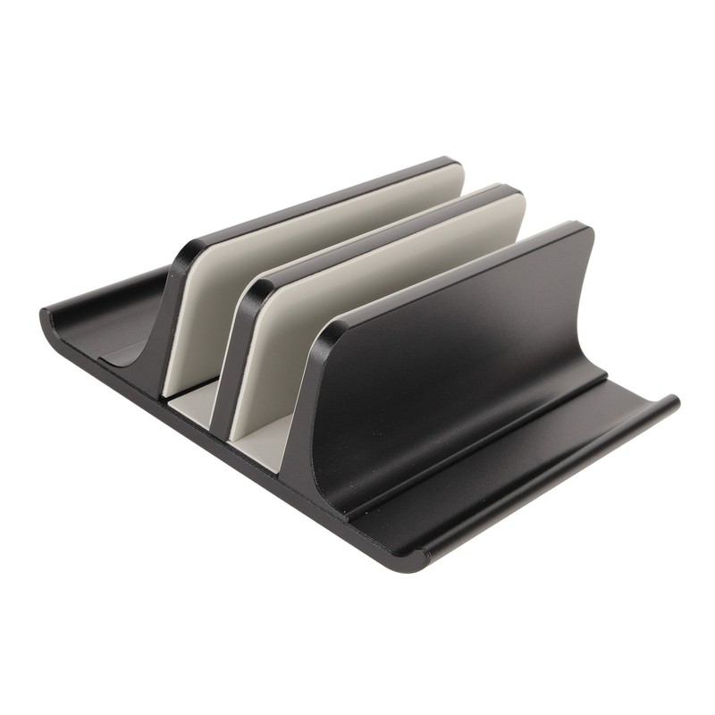 Vertical Laptop Stand 2 Slots Anodized Aluminium Alloy Adjustable Space