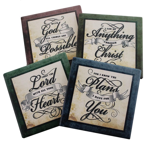 Ebros Gift Inspirational Christian Faith Scriptures Bible Verses Ceramic Coaster