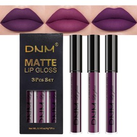 evpct DNM 3Pcs Dark Purple Mauve Plum Maroon Matte Liquid Lipstick Lip Stain Sets for Women Matte+Lipstick Long Lasting Permanent Lipstick 24 hr Hours Magic Lipstick 24 Hours original Waterproof 22#