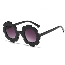 SECALIFE Kids Sunglasses Cute Round Sunglasses Flower Shaped Glasses Baby Sunglasses, UV 400 Protection Sunglasses, Black