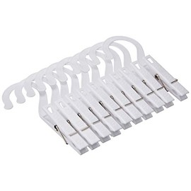 Fox Run Laundry Hooks, Set of 10 Clothing Pin Hooks with Hanging Clips