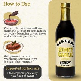 ALLEGRO - The Marinate Everything Marinades | Perfect Marinades for Meat & Veggies | Marinade for Grilling, Roasting & Cooking | Versatile, Flavorful & Easy to Use | 12.7 Oz (Pack of 4) - Honey Garlic