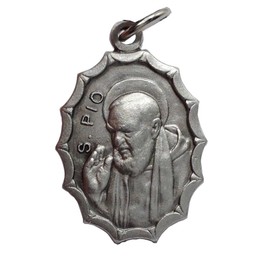 SAINT PIO FROM PIETRELCINA (PADRE PIO) OVAL SHAPE MEDAL - MADE IN HIGH RELIEV - 100% MADE IN ITALY