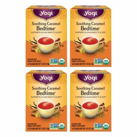 Yogi Tea Soothing Caramel Bedtime Tea - 16 Tea Bags per Pack (4 Packs) - Calming Sleep Tea - Supports Good Sleep - Includes Chamomile Flower, Rooibos Leaf, Roasted Chicory Root & More