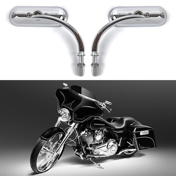 Chrome Oval Shape Motorcycle Mirrors,Upgrade Rearview Motorcycle Mirrors Compatible with