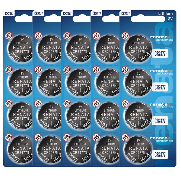 Renata CR2477 Batteries - 3V Lithium Coin Cell 2477 Battery (20 Count)