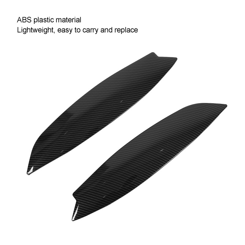 2Pcs Headlights Eyelids Cover Lamp Sticker Carbon Fiber Pattern Replacement