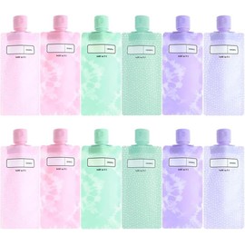 Flyanzebi 12Pcs Leak Proof Refillable Squeeze Pouches, Travel Containers for Toiletries, Multicolour, 90ml