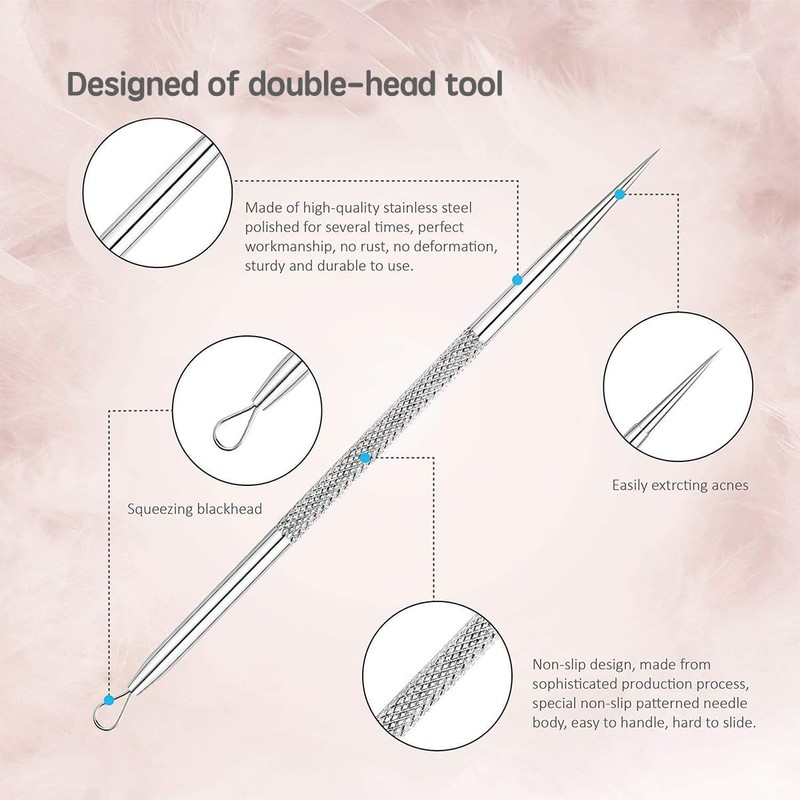 Plstod Blackhead Remover, Pimple Squeezing Tool, Blackhead Remover Set, for