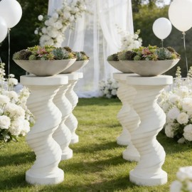 White Spiral Resin Garden Pedestal - Sleek Twisted Design, Contemporary Base for Planters & Decor (Fits Modern Yard Styling)Color: As picture, Size: One Size
