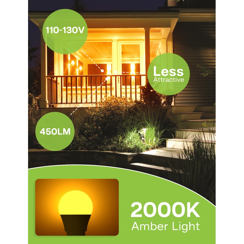 LED Amber Light Bulbs, 40W Equivalent A15 LED Bulb, 5W