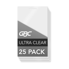 GBC Laminating Sheets, Thermal Laminating Pouches, Luggage Tag Size, 5 Mil, HeatSeal UltraClear, 25 Pack (3202005)