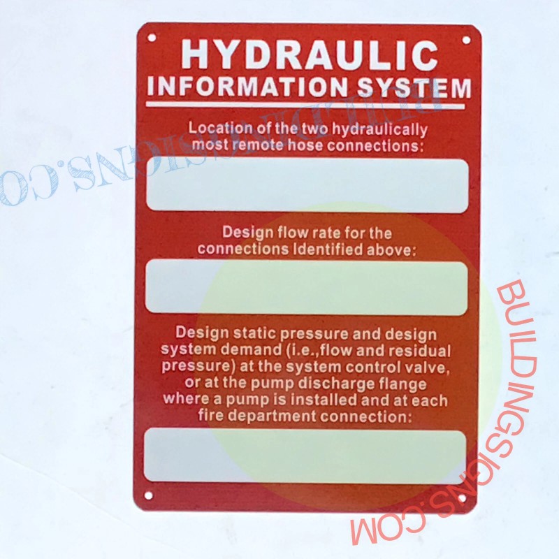 BuildingSigns.com HYDRAULIC INFORMATION SYSTEM SIGN (7x10,Red,Alum