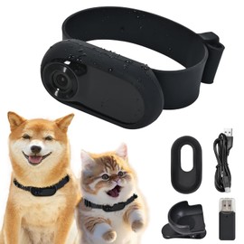 Lian.Ripple.Lian 1080p HD Cat Dog Pet Camera Collar with Video Recording Sports Camera Baby Monitor No WiFi Indoor/Outdoor All Activities Pet Supplies and Monitors Gift, Birthday Gift Black