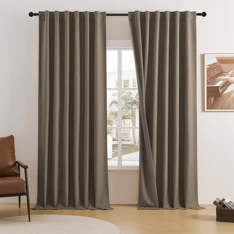 DUALIFE - Cortinas 100 opacas de lino texturizado de 84