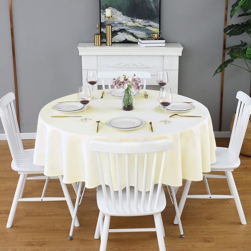 FOLINS&HOME Cream Round Tablecloth 70 Inch Waterproof Heavy Duty Wrinkle