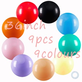 Hyballustw 36inch Balloons, 9Pcs Large Balloons 36inch, Giant Balloons, Extra Large Balloons for Birthday Wedding Party Kid's Party Festival Event Carnival Decorations