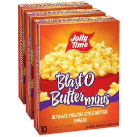 Jolly Time Blast O Butter, Ultimate Movie Theater Butter Microwave Popcorn, 1.5oz Personal Bag, 10 Bags Per Carton (Blast O Butter Minis, 1.5 Ounce (Pack of 30))