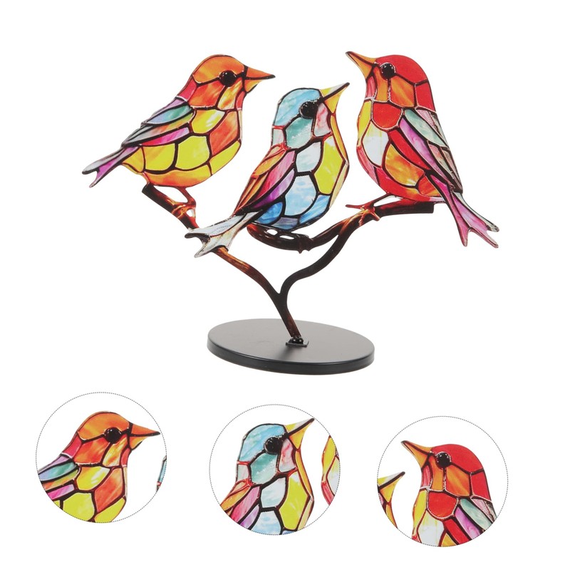Gatuida Decorative Bird Sculpture Creative Metal Bird Figurine with Base