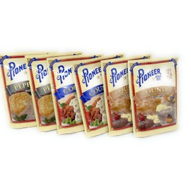Pioneer Brand Gravy Variety Bundle, 2.75 oz (Pack of 6) includes 2-Count Peppered Gravy Mix + 2-Count Country Sausage Flavor Gravy Mix + 2-Count Country Gravy Mix