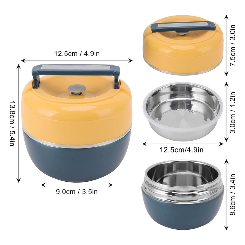 0.8L Stainless Steel Thermal Lunch Box 2 Layer Insulated Lunch
